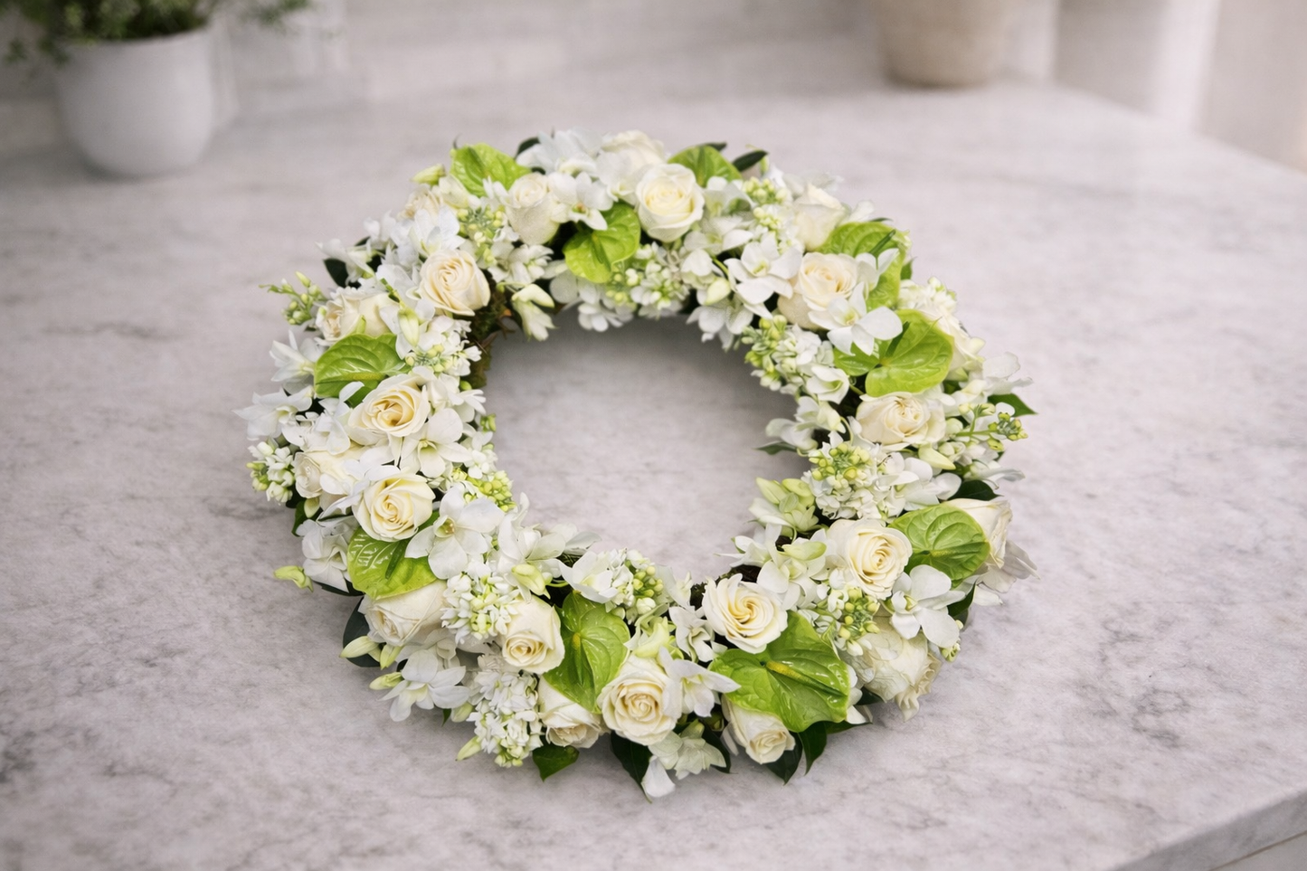 White and Cream Sympathy Wreath