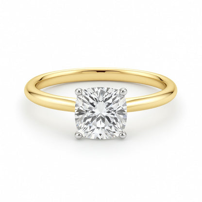 1.50Ct Cushion Lab Grown IGI G/VS1 Diamond Ring in 10K Yellow Gold