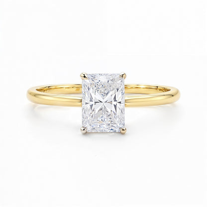 1.50Ct Radiant Lab Grown IGI G/VS1 Diamond Ring in 10K Yellow Gold
