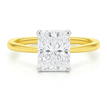 5 Carat Radiant Lab Grown IGI G/VS1 Diamond Solitaire Ring in 14K Yellow Gold