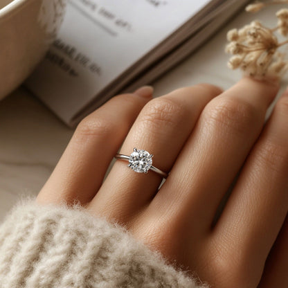 1 Carat Round Lab Grown IGI G/VS1 Diamond Solitaire Ring in 10K White Gold