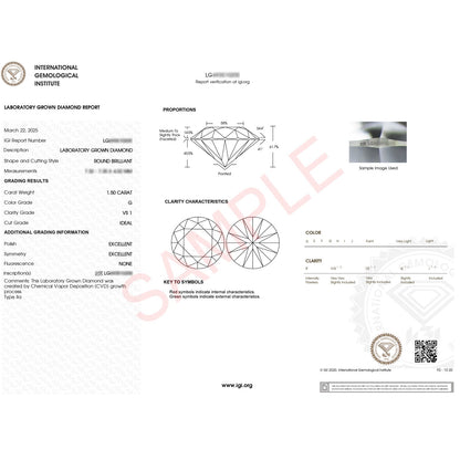 1 1/2 Carat Round Lab Grown IGI G/VS1 Diamond Ring in 10K White Gold