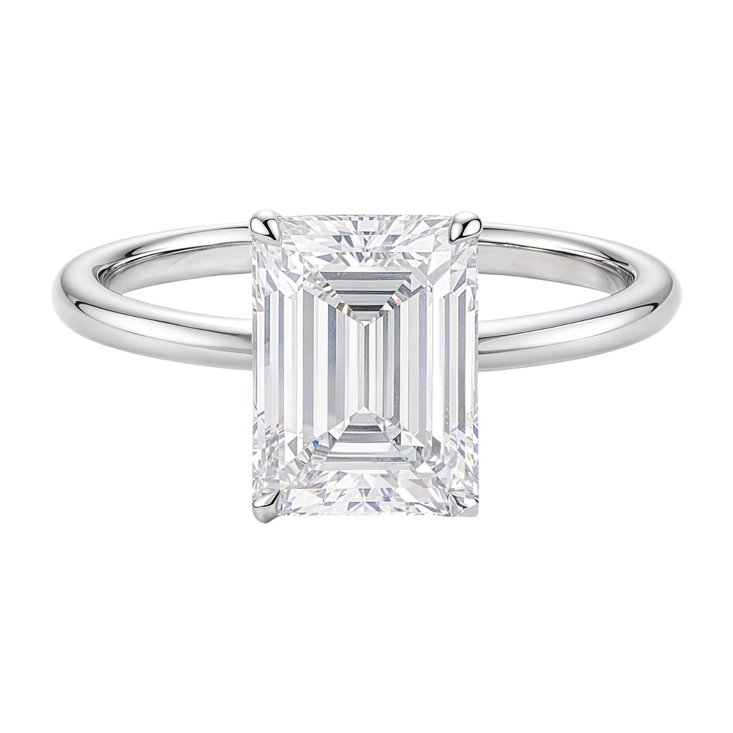 3 Carat Emerald Lab Grown IGI G/VS1 Diamond Solitaire Ring in 10K White Gold