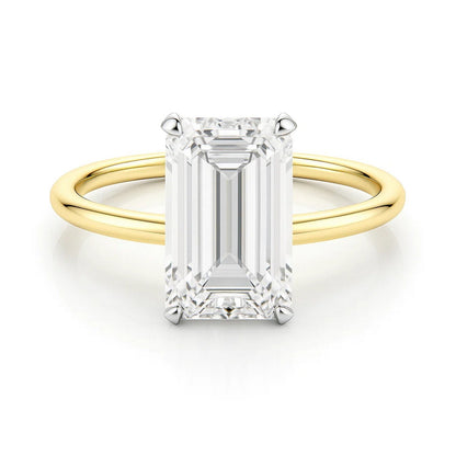 3 Carat Emerald Lab Grown IGI G/VS1 Diamond Solitaire Ring in 14K Yellow Gold