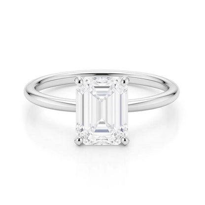 2 Carat Emerald Lab Grown IGI G/VS1 Diamond Solitaire Ring in 10K White Gold