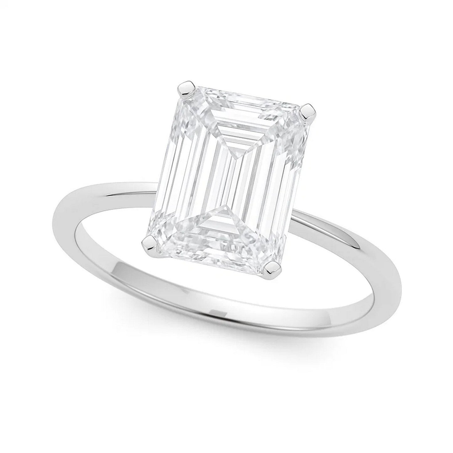 5 Carat Radiant Lab Grown IGI G/VS1 Diamond Solitaire Ring in 10K White Gold