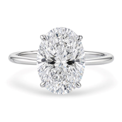 5 Carat Oval Lab Grown IGI G/VS1 Diamond Solitaire Ring in 14K White Gold