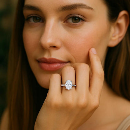 5 Carat Oval Lab Grown IGI G/VS1 Diamond Solitaire Ring in 14K White Gold