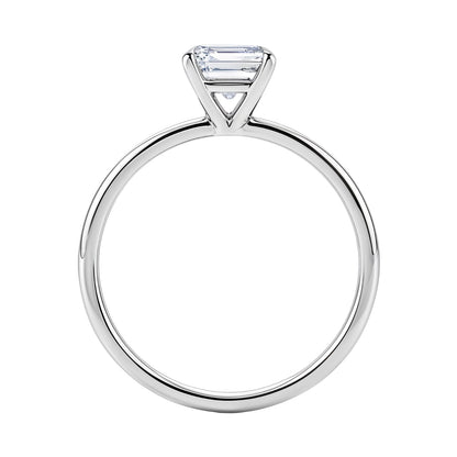 1 1/2 Carat Emerald Lab Grown IGI G/VS1 Diamond Solitaire Ring in 10K White Gold