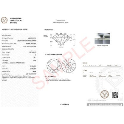 2 Carat Round Lab Grown IGI G/VS1 Diamond Solitaire Ring in 10K White Gold