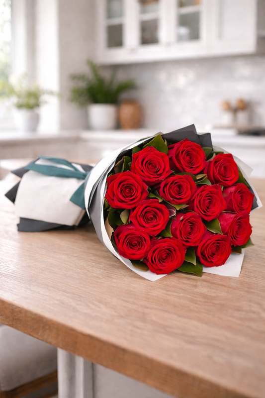 Long Stemmed Rose Bouquet Red 12