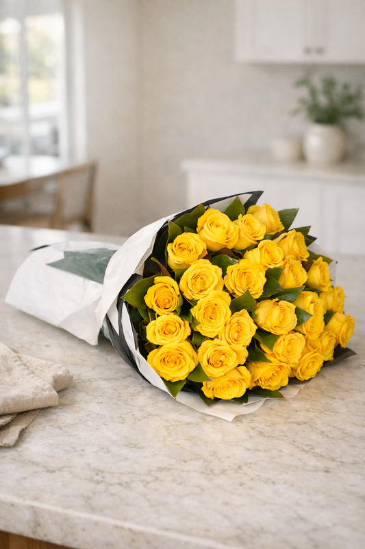Long Stemmed Rose Bouquet Yellow 24