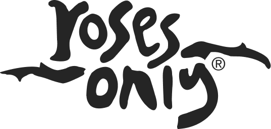 Black 'Roses Only' logo on a white background